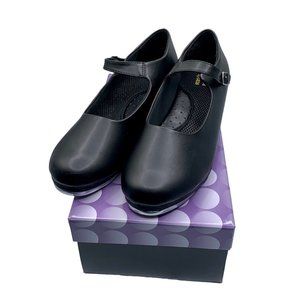 Girls Black Mary Jane Tap Dance Class Shoes Buckle Size 12.5 New Recital